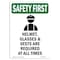 Signmission OSHA Sign, Helmet Glasses And W/ Symbol, 10in X 7in Rigid Plastic, 7" W, 10" H, Portrait OS-SF-P-710-V-11164 - alternate 1